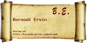 Borsodi Ervin névjegykártya